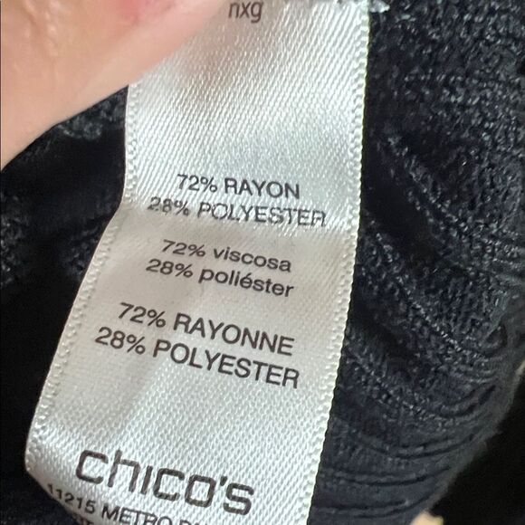 Chico’s Women’s Size 0 (Small) Black Ribbed Zip Up Back Cold Shoulder Sweater - Picture 3 of 5